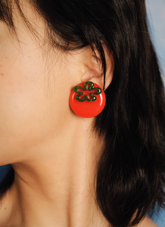 Tomato Acyclic Earrings